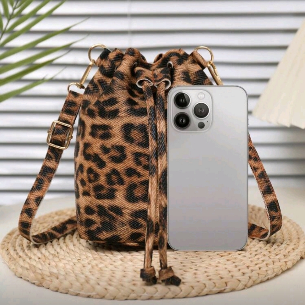 Leopard Print Bucket Bag